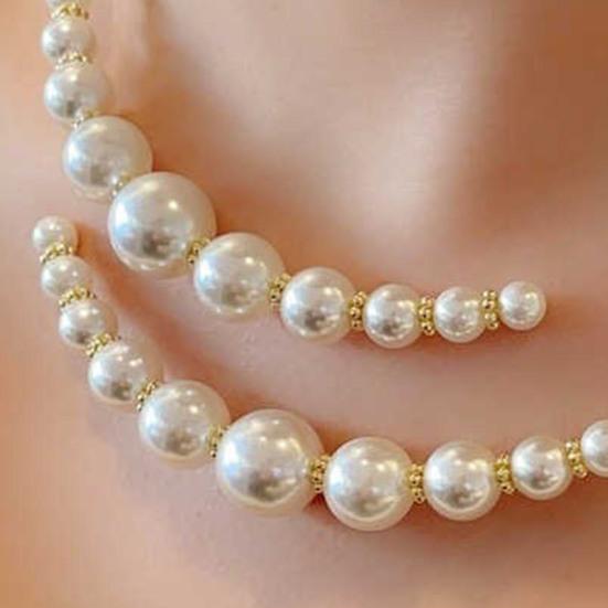 Open Faux Pearl Choker Women Round Imitation Pearl Necklace Retro Formal Costume Necklace for Weddings Parties Evenings