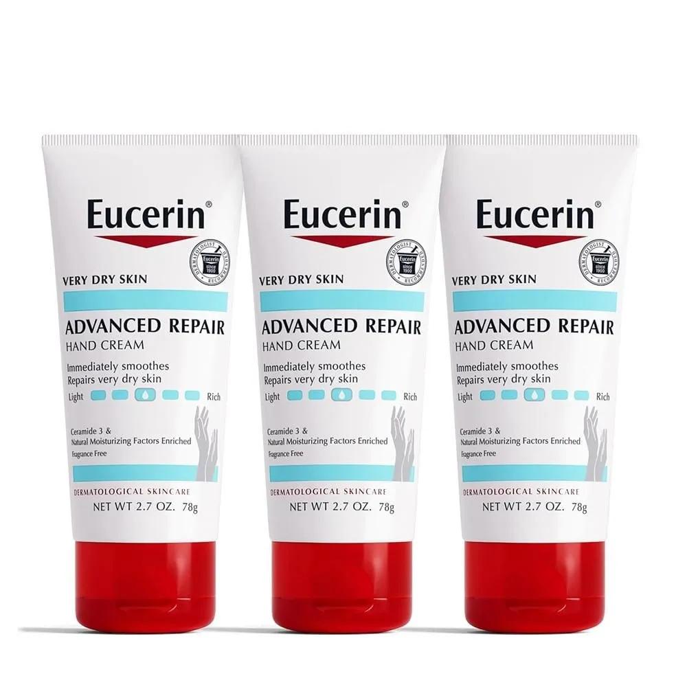 Eucerin Крем для рук 78 г, 3 шт., Продвинутое восстановление, Eucerin Крем для рук Продвинутое восстановление, Мгновенно успокаивает
