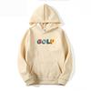 Solid color fleece hooded sweater letter print men's and women's loose sports and leisure
