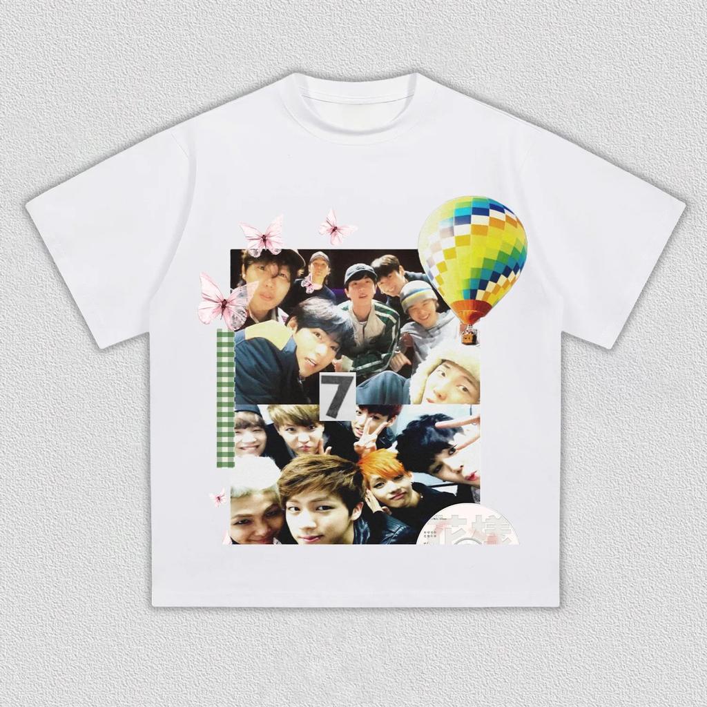 Kpop boy band group photo graphic Cotton unisex shirt ARMY fan gift Summer New Unisexs Womens Korean style fashion Tshirt