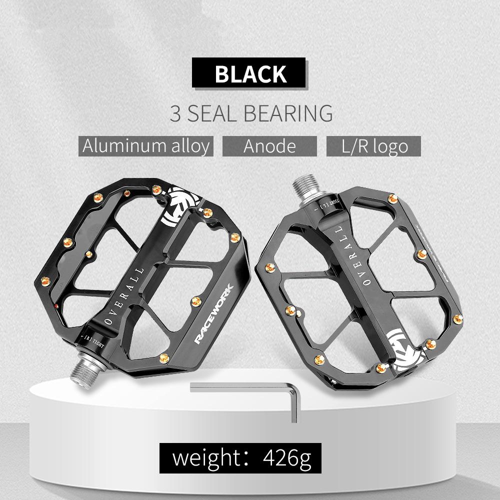 

Mountain Bike Pedal 3 Bearing Aluminium Alloy CNC Non-Slip Flat Platform for MTB BMX Road Cycling Durable Lightweight чорний