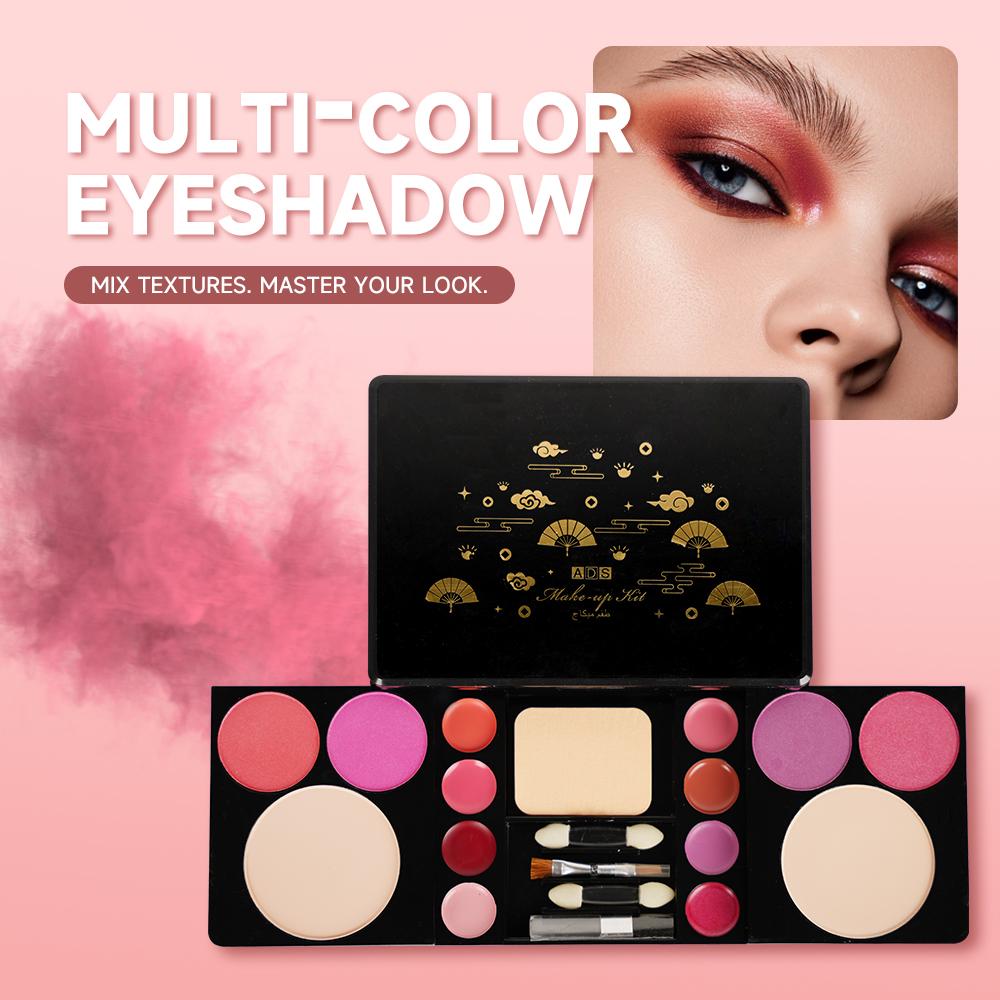 Full Face Palette Makeup Kit Eyeshadow Palette, Lip Gloss, Blush, Duo Powder, with Brushes and Mirror | Travel Friendly Professional Cosmetic Set