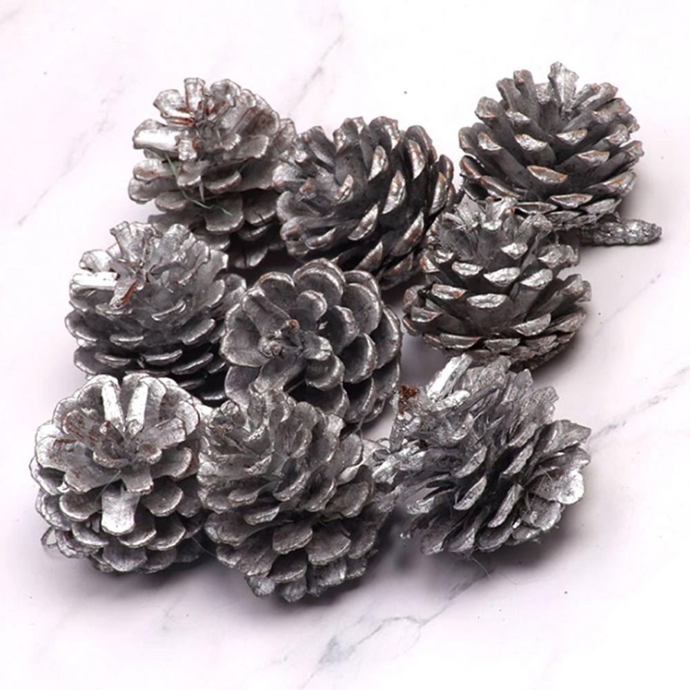 Gold Silver Natural New Year Gifts Pine Cone Christmas Ornaments Hanging Pendant Xmas Tree Decor