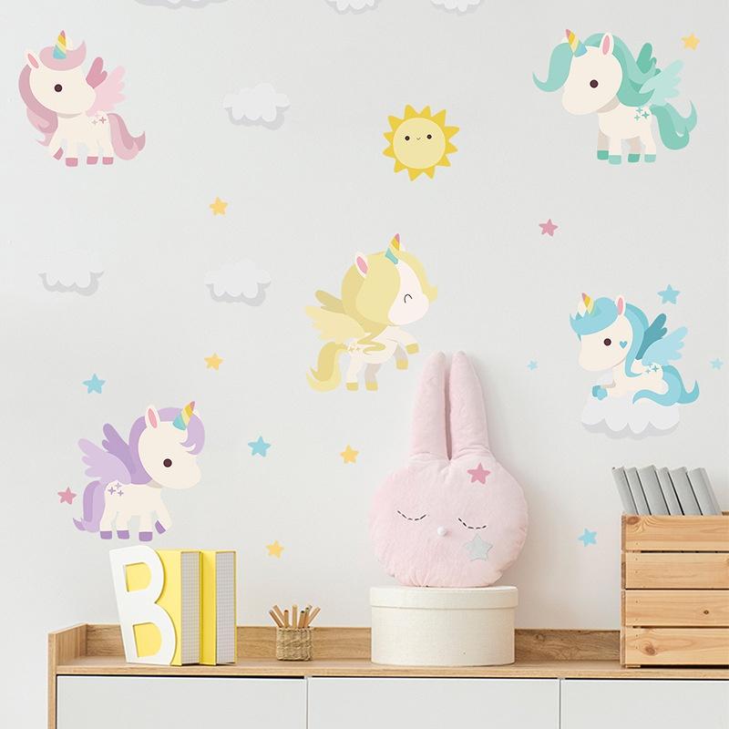 Nouvel Autocollant Mural De Licorne Colore Creatif Pour Les Enfants Chambre De Bebe Fille Autocollants Decoratifs Chambre De Chambre A Coucher Autocollants Muraux Acheter A Prix Bas Livraison Gratuite Avis Reels