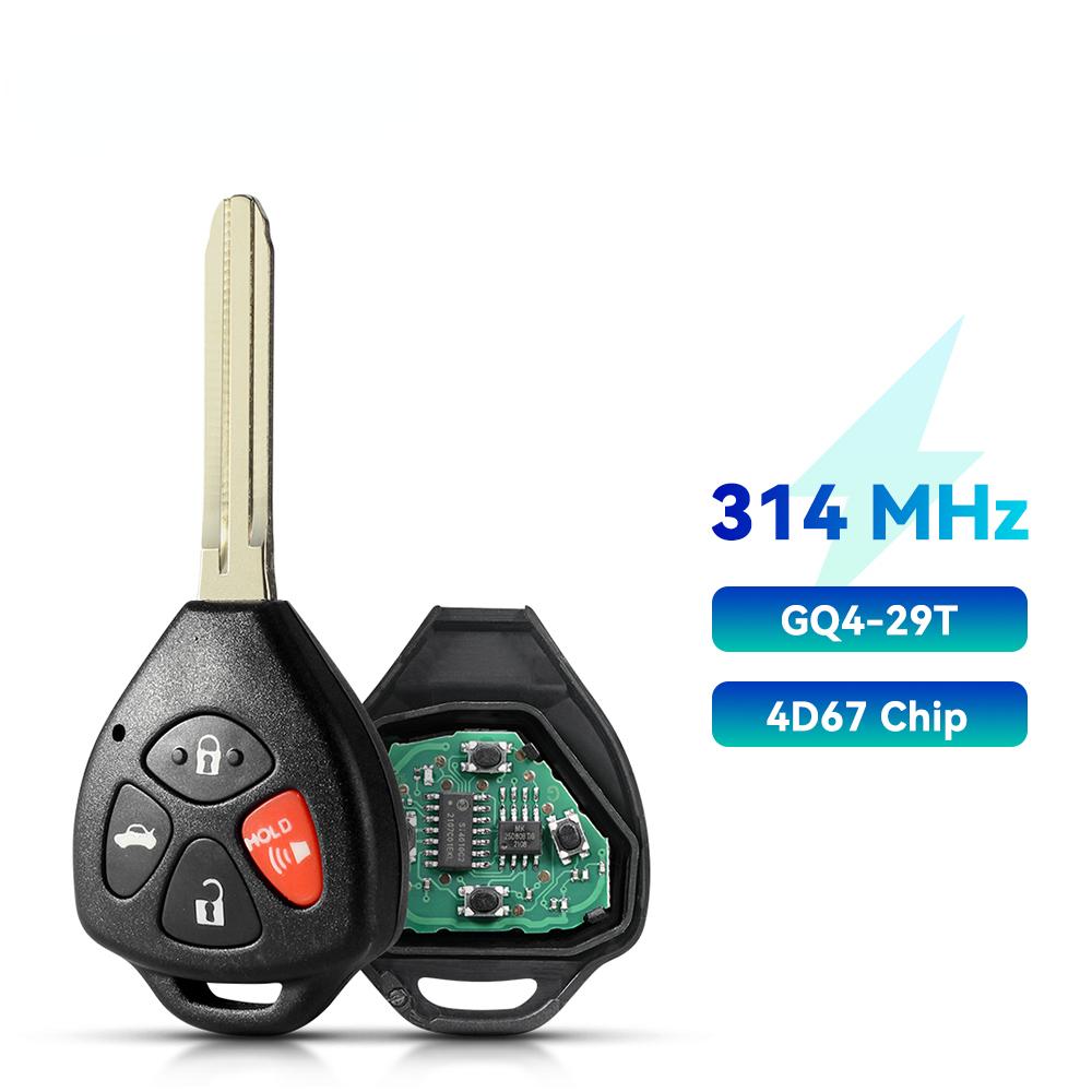 Remote Car Key For Toyota USA Camry Avalon Corolla Matrix RAV4 Yaris Venza/ GQ4-29T/ 314MHz /4D67/G Chip 3+1 Buttons