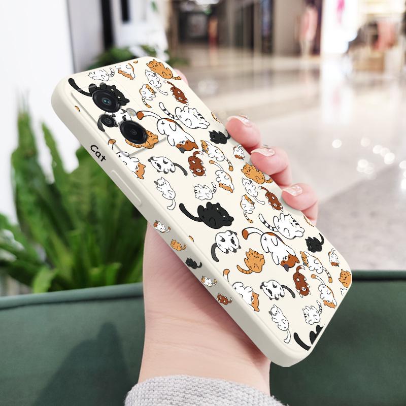 Cat Rolling Phone Case For Xiaomi Poco F8 F7 X7 M6 X6 F6 M5 M5S F5 X5 F4 X4 M4 Pro Ultra 4G 5G GT Liquid Silicone Cover
