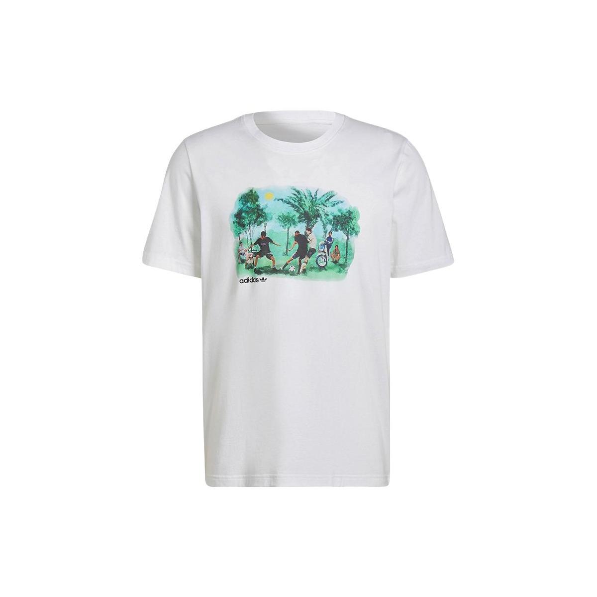 adidas originals Character Pattern Printing Round Neck Short Sleeve White Men s HE4717 S