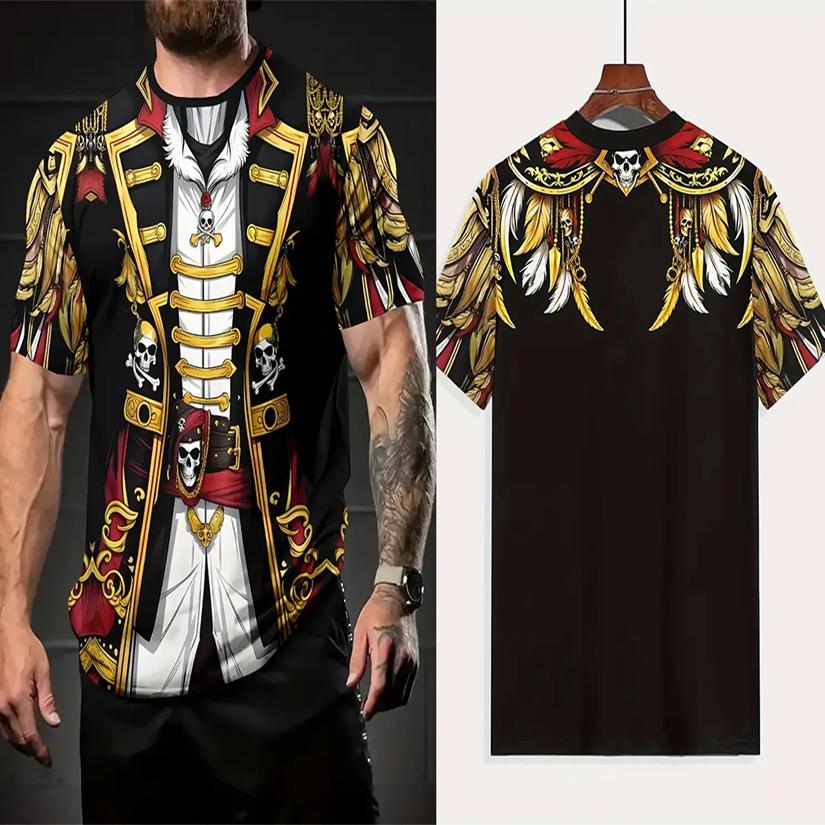 Men's Skeleton Graphic T-shirts Funny 3D Fake Jacket Print Men Women Punk Street Style T shirt Casual Outdoor Youth Tees Y2k Top