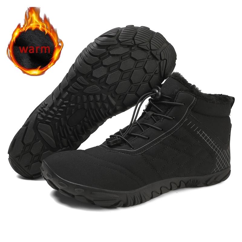 Winter Snow Boots Men Fur Big Size 47 Waterproof Ankle Boots Plush BareFoot Hiking Shoes Outdoor Work Shoes Ladies Snow Boots