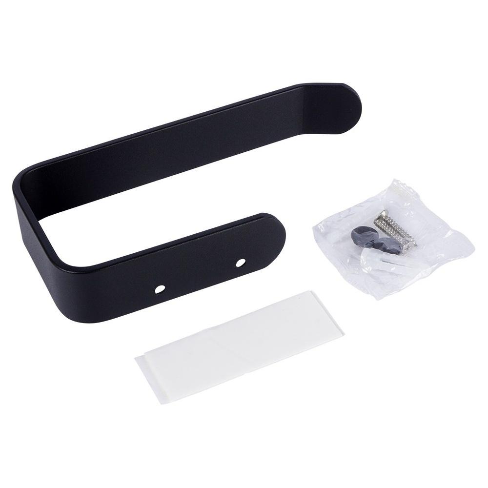 Toilet Paper Holder Wall Mounted Self-Adhesive Bathroom Hanger Black