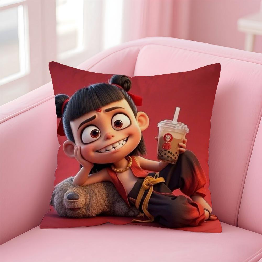 Animated Movie Nezha Cushion Cover Comfortable Reversible Pillow Cover Ideal for Car Sofa Bedroom & Beyond
