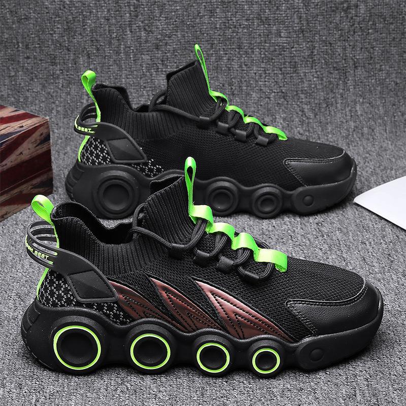 Fashion Men's Sports Shoes 2024 Spring New Breathable Socks Mouth Trendy Shoes Wind Fire Wheel Sole Casual Running Shoes for Men Sneaker