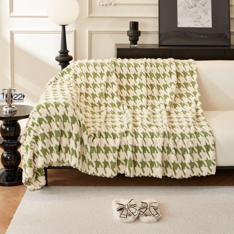 Plush Thousand Bird Grid Sofa Cover Cloth Towel One Piece Sofa Cover Sofa Blanket