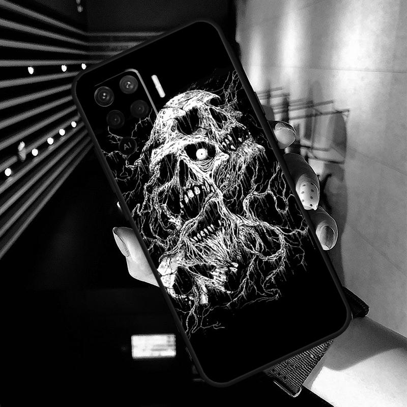 Gothic Fashion Skull Case For OPPO A96 A76 A16 A94 A74 A54 A53 A57 S A15 A52 A72 A93 A5 A9 A31 A17 A77 A78 Coque