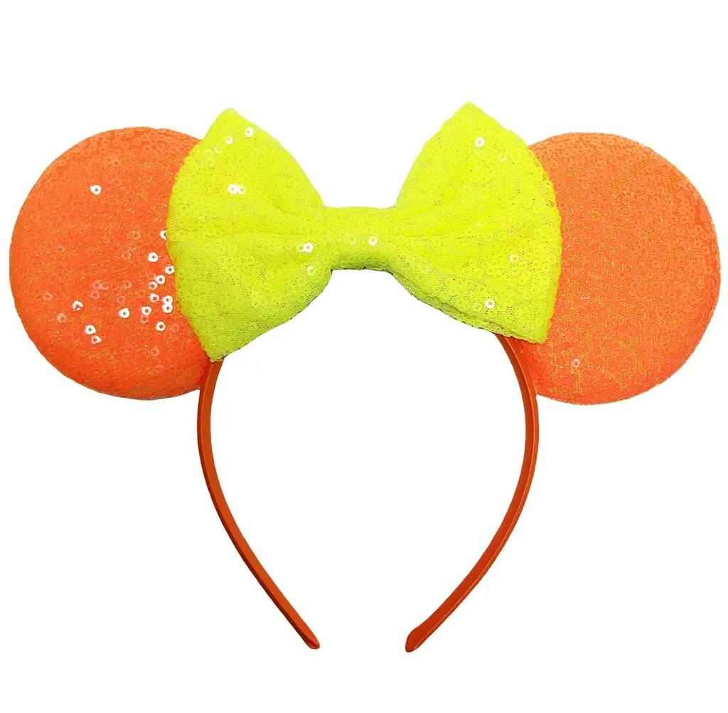 Neue fluoreszierende Farben Mausohren Stirnband für Mädchen Glänzende Pailletten Schleife Haarband Festival Party Cosplay DIY Haarschmuck