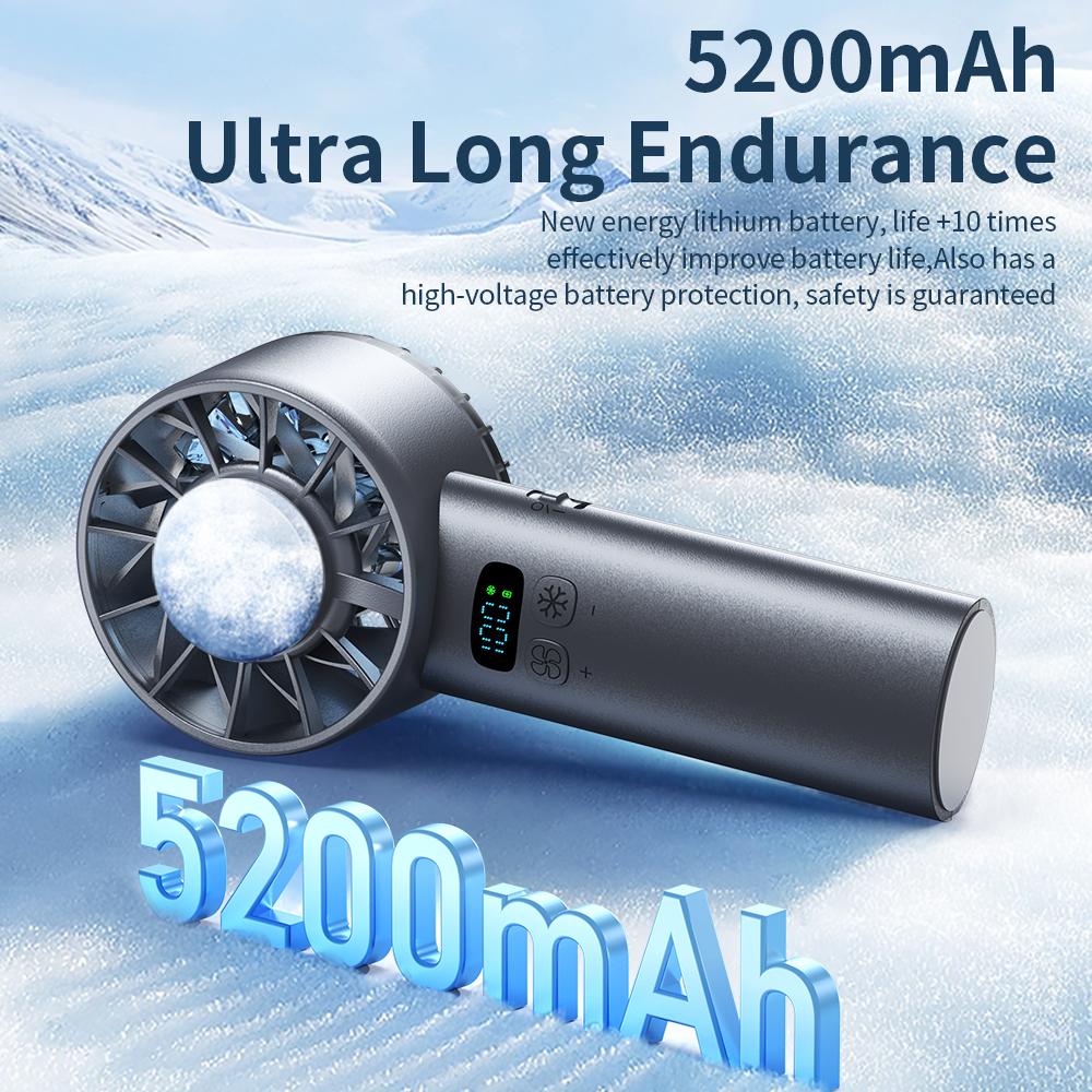 5200 mAh High Speed Refrigeration Handheld Fan 100 Speed Outdoor Mini Fan USB Charging Portable Fan