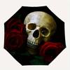 Skull and Roses: Gothic Artwork Wall DecorUmbrella, Portable 3-Fold Umbrella for Men & Women,Christmas Gift ES277
