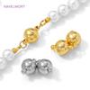 18K Gold Plated Ball Shape Magnetic Clasps,Brass Magnet End Clasp Connectors For Jewelry Making DIY Bracelet Necklace Fittings