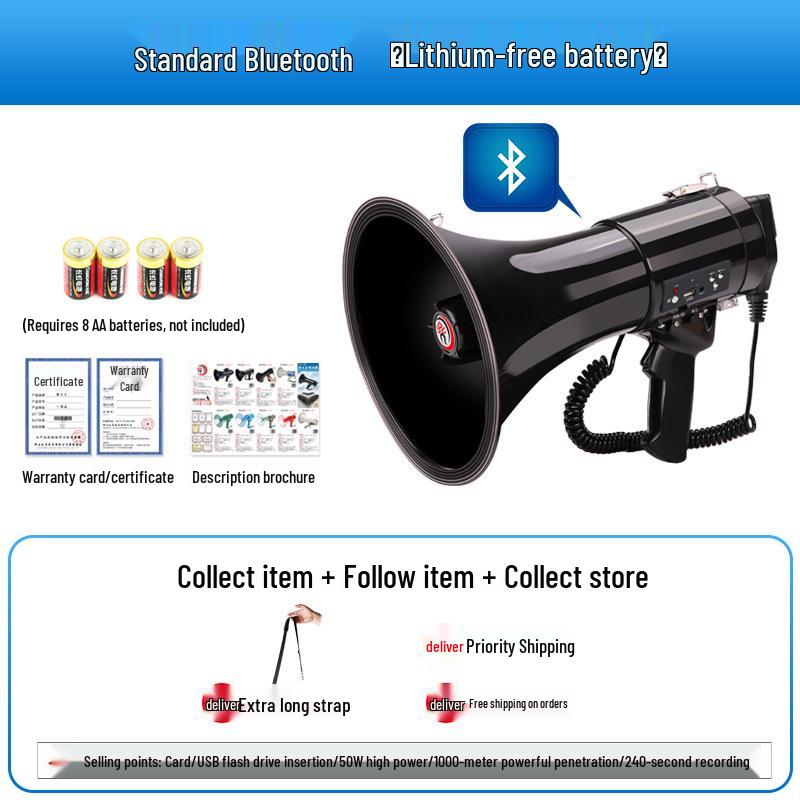 High-Power Bluetooth Megaphone: Thunder King CR-87 - Portable Multifunctional Handheld Amplifier for Outdoor Promotions & Patrols
