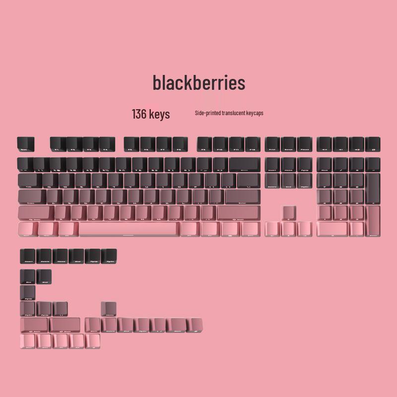 PBT Gradient Color Mechanical Keyboard Keycaps, Personalized Double Shot, Side Printed, Translucent, Five-Sided Dye Sublimation, Full Set