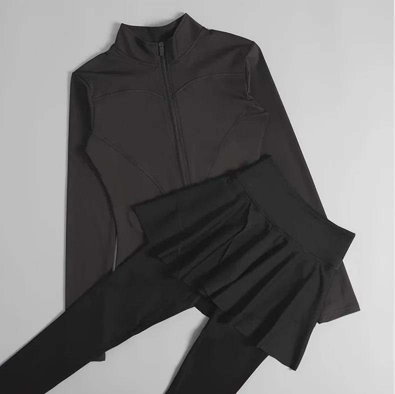 Women's Slim Fit Long Sleeve Sports Suit - Autumn/Winter Gym & Yoga Wear with Round Neck Jacket