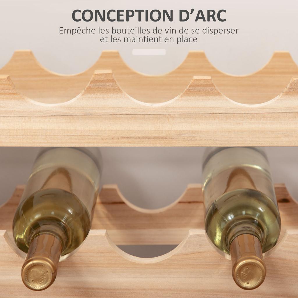 Three-Tier, 36 Bottle Wooden Wine Rack - Natural