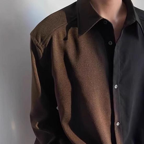 Herrenhemd Revers Langarm Einreihig Hemd Frühling Einfarbig Dünne Oberbekleidung Schnelltrocknend