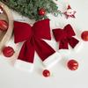 Velvet Red Christmas Bow Knot Hanging Ornaments DIY Xmas Tree Decorations Holiday Home Party Baubles Pendant