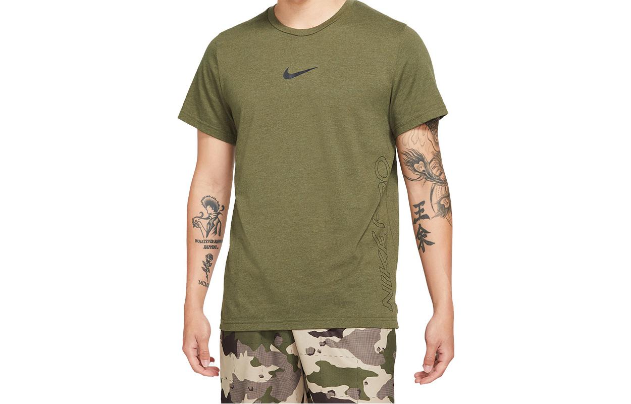 

Nike Dri Fit T Shirts Men s Green Crew Neck Moderate Straight Fit DD1829-326 L