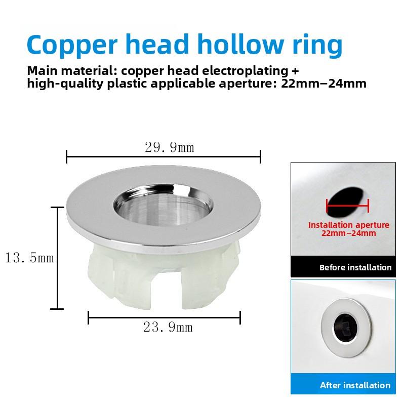 1pcs Dresser Sink Overflow Cover Ceramic Bathroom Container Kitchen Basin Decorative Round Insert Hole Silver ABS Plastic 30MM