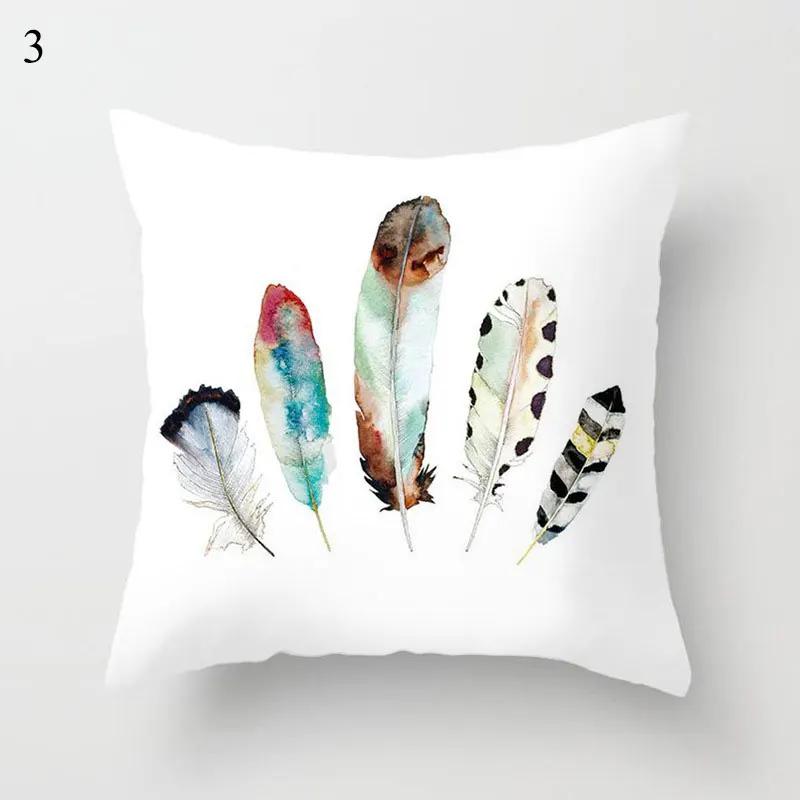 Home Decor Bohemian Feather & Skull Pattern Pillow Covers Pattern Cushion Cover Suitable for Sofa Bedroom Car Pillow Cover