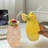 with Straw Pineapple Shaped Glass Cup Transparent Coffee Mug Creative Cold Drink Cup  Home
