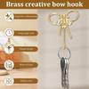 2Pcs Bow Decorative Wall Hooks Bowknot Coat Hook Gold Towel Robe Hanging Brass Hooks for Home Bedroom Bathroom Office Outdoor(L)