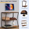 3-Tier Rustic Media Stand | Corner AV Cabinet W/ Storage Shelves | for Stereo/Game Consoles/DVD/Record Player | Brown