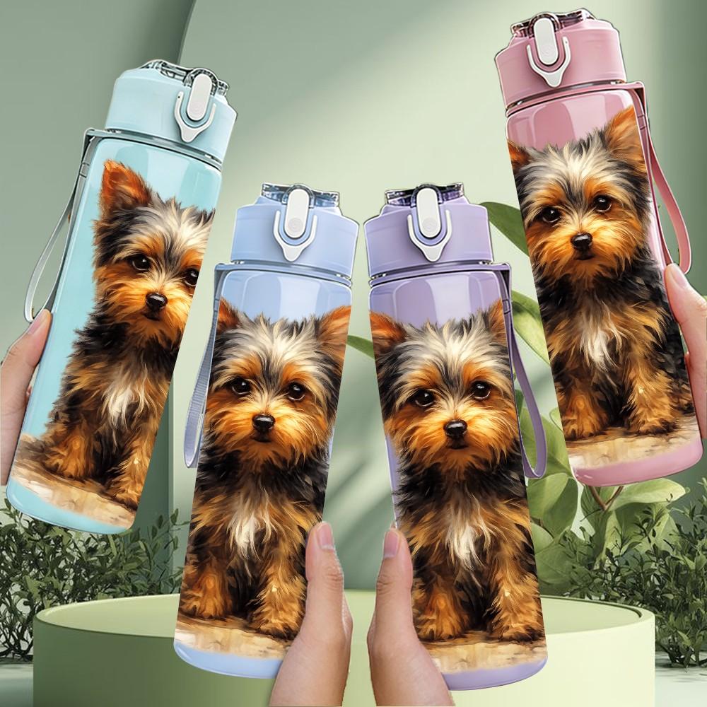 1PC Yorkshire Terrier Dog 750ml Color Plastic Sports Water Bottle Leakproof Flip Straw Lid Suitable for Sports Office Home Use