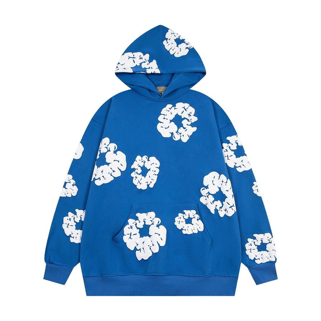 Felpa con cappuccio floreale trendy marca americana pullover casual ampio con stampa digitale per uomo e donna
