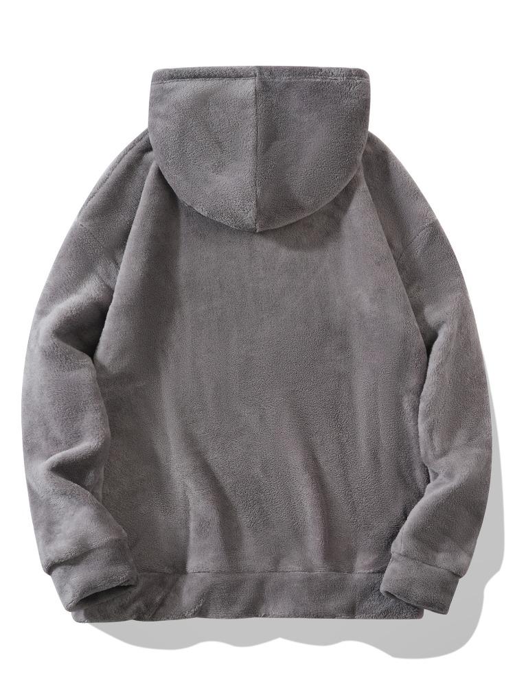 Autumn Winter Large Size Hooded Men's Casual Personality Fashion Sweater Coral Velvet Sweater Men's Comfortable Fit Skin-friendly Breathable Tops