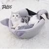 Small Animal Bedding Plush Cat Cave Bed with Ears, Enclosed Cozy Hide Bed, Non-slip Cute Ear Bottom, Warm Winter Pet Nest for Indoor Large Cats