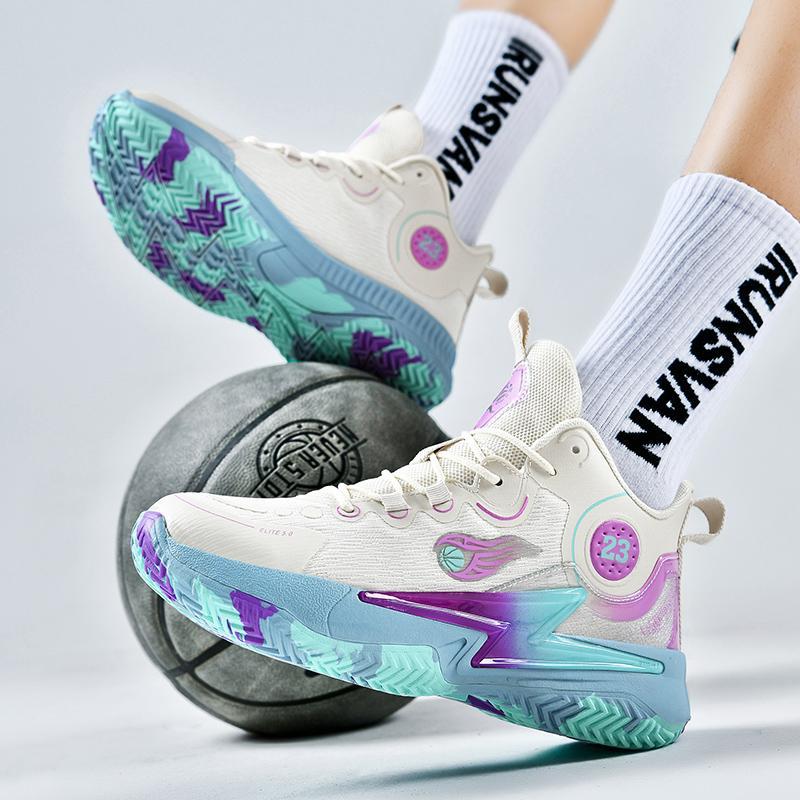 Mandarin duck basketball shoes men and women couples mesh breathable non-slip sports shoes teenagers junior high school students actual sports shoes