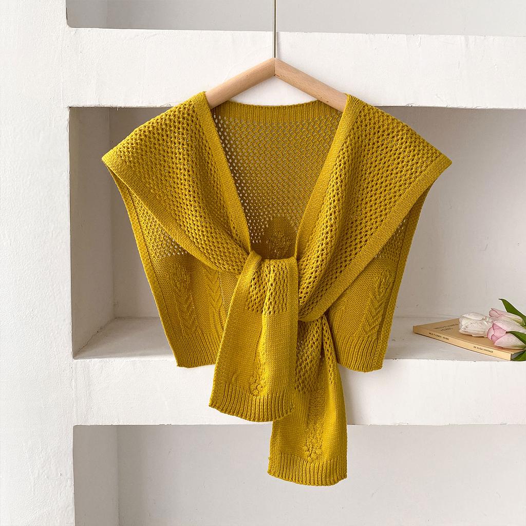 New Solid Color Knitted Shawl Scarf Women High-end Capes With Shirts Fashion Thin Neck Protectors For Spring and Autumn