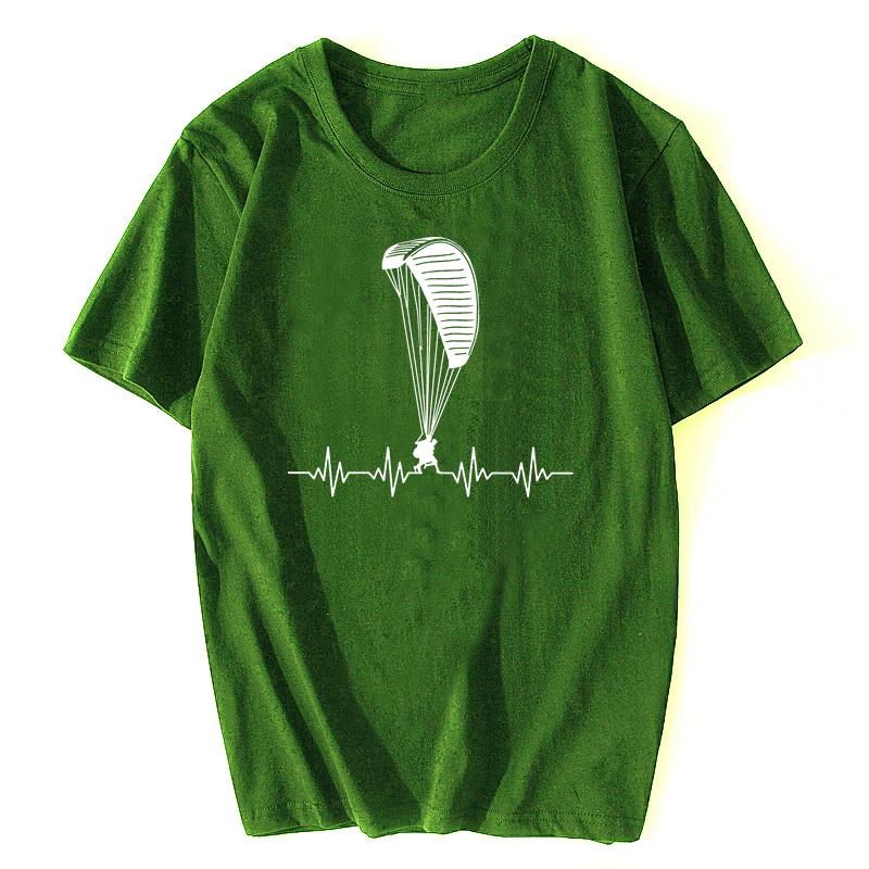 Herren Vintage Paraglider Paragliding T-Shirt Kurzarm Reines Baumwoll-T-Shirt O-Ausschnitt Lässig Paramotor Fallschirm T-Shirt Harajuku