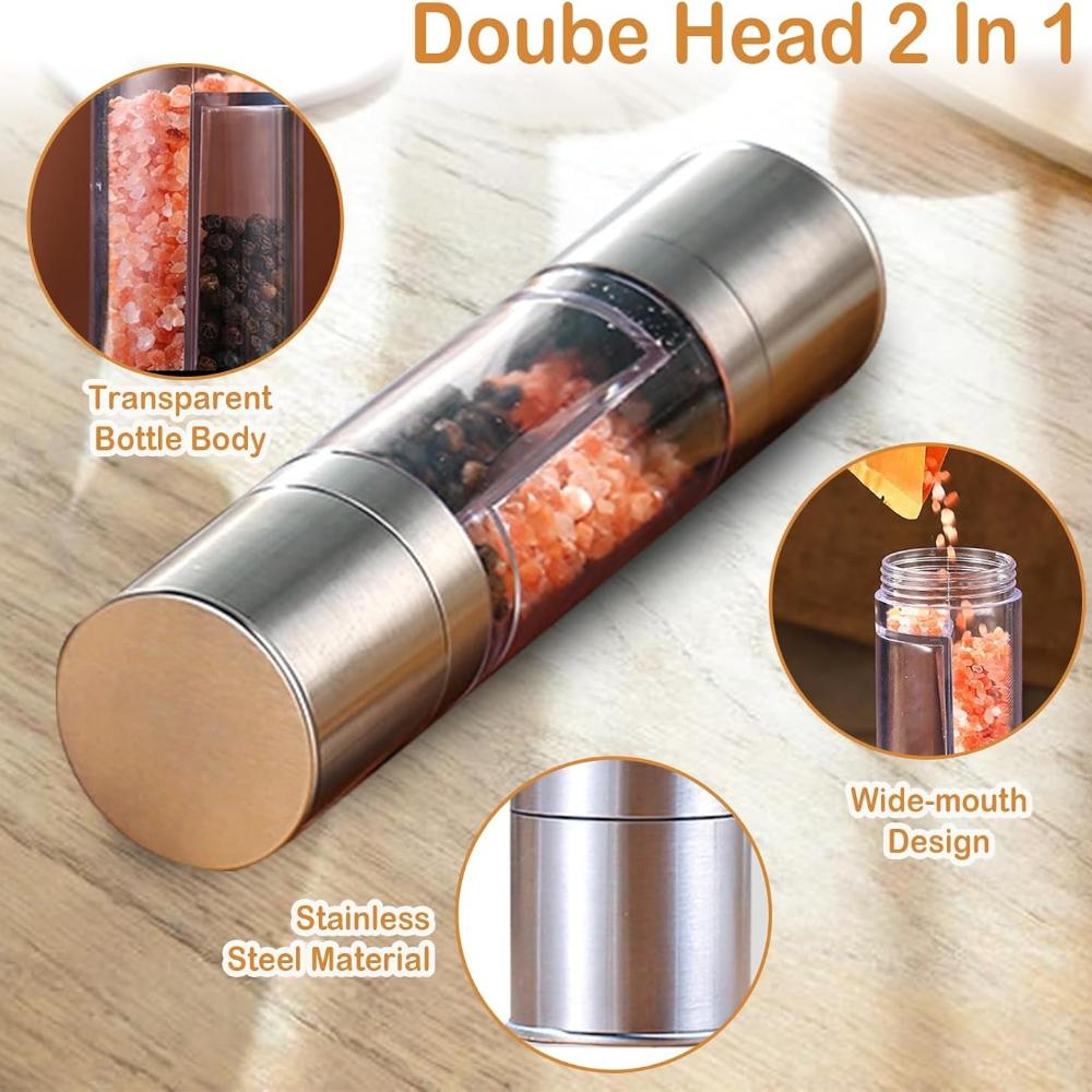 Stainless Steel Salt and Pepper Grinder 1 In 1 Adjustable Coarseness Spice Mill for Kitchen Outdoor Barbecue Kitchen Utensils