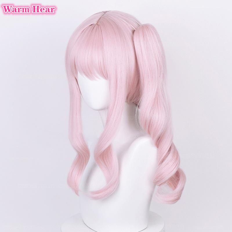 Anime Synthetic Hair Akiyama Mizuki Cosplay Wig Long 45cm Light Pink Curly Wig Heat Resistant Hair Halloween Party Woman Wigs