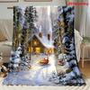 1pc Winter Cabin Snowy Night Outdoor Portable Blanket-Lightweight Home Furnishings Bedding Blanket Suitable for Travel Camping Living Rooms Offices So