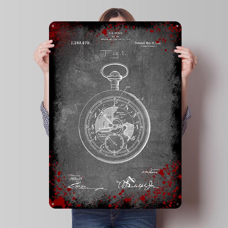 Watch Patent II Poster Customized Wall Art Vintage Metal Signs Retro Tin Plaque for Man Cave Modern Home Decoration Luxury House