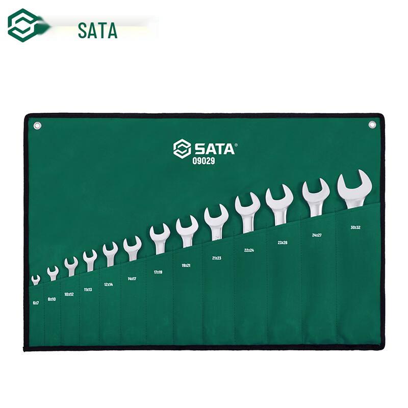 SATA 13-Piece Fully Polished Open-End Wrench Set CR-V