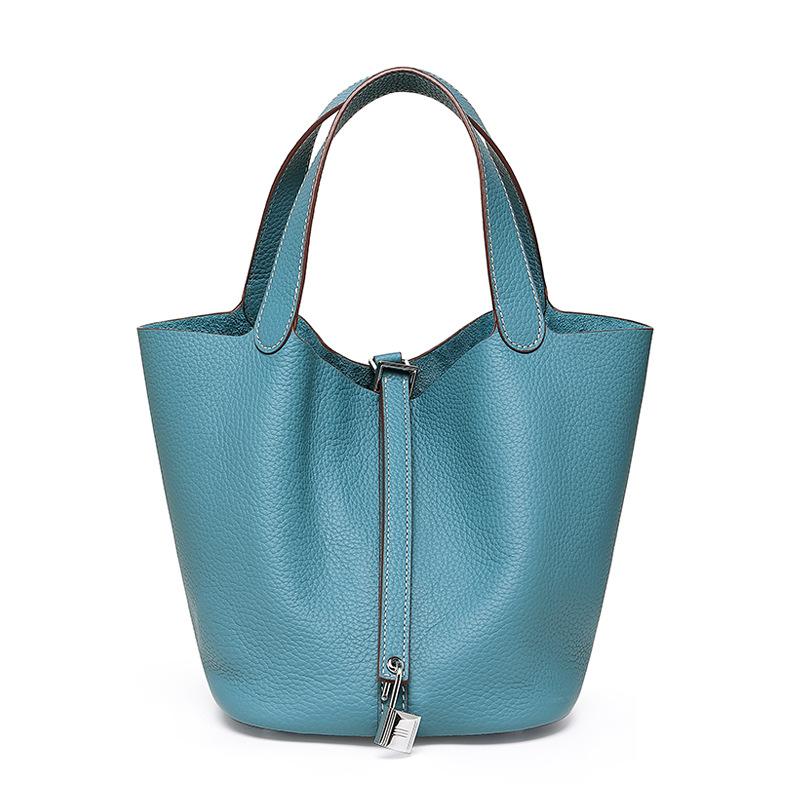 [New] High-quality First-layer Cowhide Niche Vegetable Basket Handbag Female, Genuine Leather Large-capacity High-end Bucket Bag
