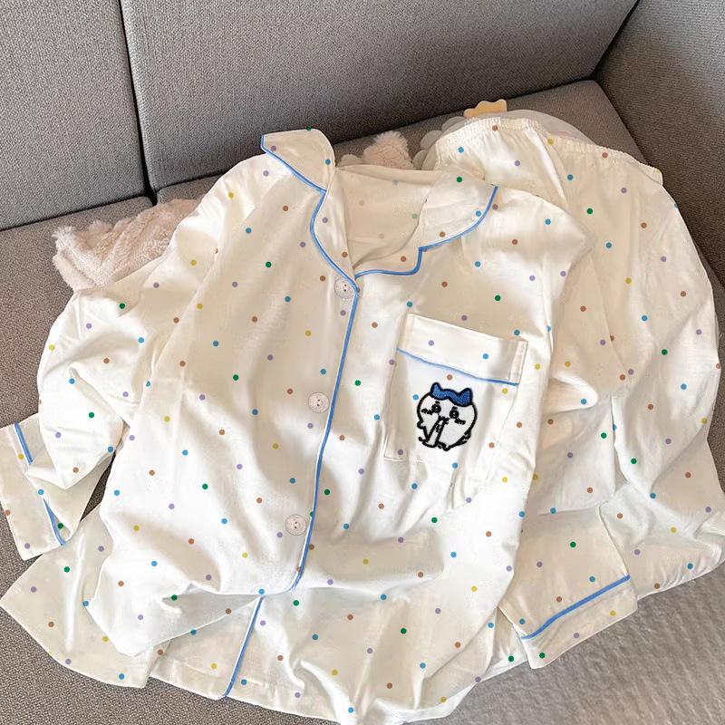 

Милая пижама в горошек Chiikawa — японская домашняя одежда с длинными рукавами для весны и осени M [80-100 lbs]