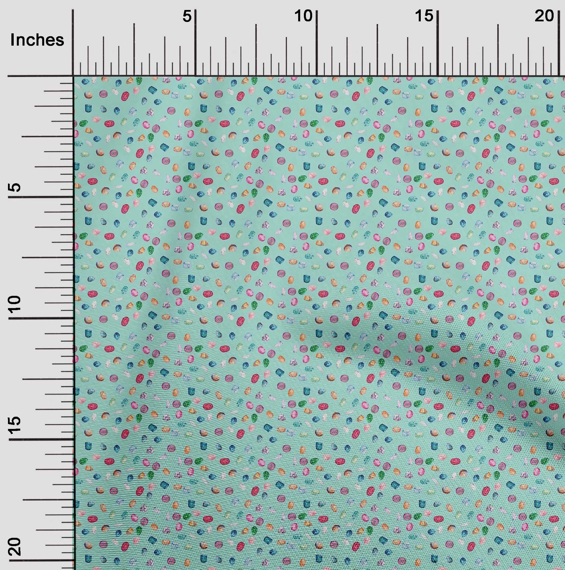 

OneOone Cotton Flex Fabric Crystal & Gemstone Швейна тканина Ocean Print BTY 40 дюймів 42 Inch Wide - Viscose Chiffon зелений