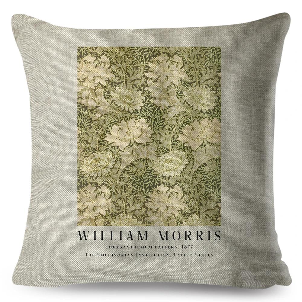 Nordic Style Cushion Cover William Morris Flower Pillowcase Linen Both Sided Decor Violets Botanical Throw Pillow Case for Sofa
